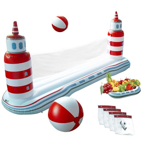 Jorzer Der Pool-Volleyball-Set umfasst 57, 1 x 118, 1 Zoll aufblasbares Poolvolleyball-Netz und Tablett, Multi-Personen-Wasserspielspielzeugspielspielspiele für Kinder und Erwachsene von Jorzer
