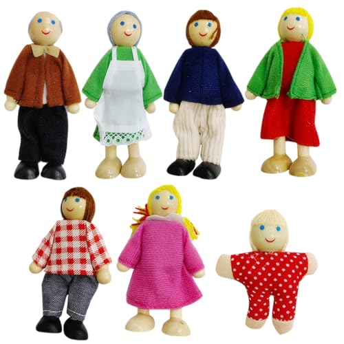 Jorzer Dollhouse-Leute komplett Dollhouse Family Set Holzpuppen mit beweglichen Rollenspielen für die Familie mit beweglichen Limousien für warme Innendekoration Jorzer Dollhouse-Leute komplett Dollhouse Family Set Holzpuppen mit beweglichen Rollenspielen für die Familie mit beweglichen Limousien für warme Innendekoration von Jorzer