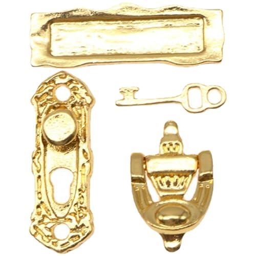 Jorzer Dollhouse -Türknöpfe 4pcs/Set 1/12 Skala Retro Miniatur -Schloss und wichtige Spielzeugmetall -Türschloss Dollhouse Miniaturen Modell Klopfer Türplatte für Dekoration Set für Dekoration Jorzer Dollhouse -Türknöpfe 4pcs/Set 1/12 Skala Retro Miniatur -Schloss und wichtige Spielzeugmetall -Türschloss Dollhouse Miniaturen Modell Klopfer Türplatte für Dekoration Set für Dekoration von Jorzer