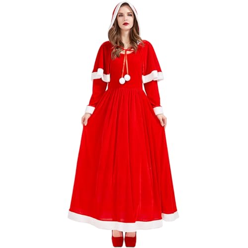 Jorzer Frau Claus Kostüm erwachsene Frauen, weicher bequemer runder Nacken Frau Claus Kleid mit Kapuzenschal, Weihnachtskostüm mit großen Hemlen für Weihnachten Cosplay Party, M. Jorzer Frau Claus Kostüm erwachsene Frauen, weicher bequemer runder Nacken Frau Claus Kleid mit Kapuzenschal, Weihnachtskostüm mit großen Hemlen für Weihnachten Cosplay Party, M. von Jorzer
