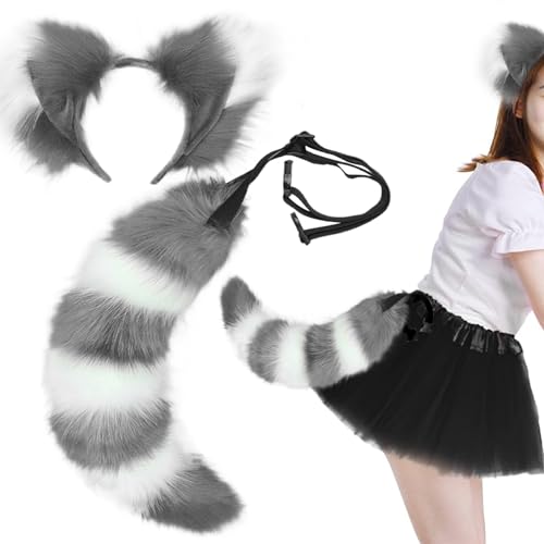 Jorzer Fuchsohren und Schwanz für Erwachsene Kinder, pelzige Fuchs Ohren Stirnband, Kunstfell Therian Tail, süßes Kostüm für Cosplay -Party -Kostümzubehör, Grau. Jorzer Fuchsohren und Schwanz für Erwachsene Kinder, pelzige Fuchs Ohren Stirnband, Kunstfell Therian Tail, süßes Kostüm für Cosplay -Party -Kostümzubehör, Grau. von Jorzer
