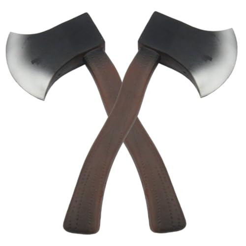 Jorzer Gefälschte Äxte, realistische Schaumstoff-Axt-Beil, 2 Stück, 27, 9 x 12, 4 cm, Halloween-Kostüme für Halloween-Kostümpartys, Waffen, Piratenmesser, Ausrüstung, Party, Tanz, Performance-Zubehör von Jorzer