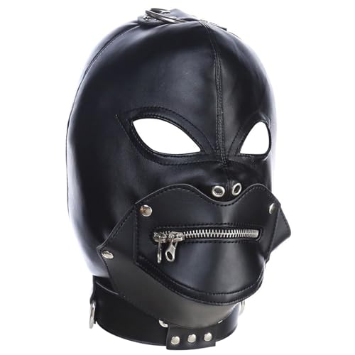 Jorzer Gimp Mask Wicked Demon PU Ledermaske mit Plüschfutter verstellbarer Rückenkrawatte, abnehmbar von Jorzer
