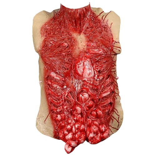 Jorzer Halloween Kostüme blutig und entstellt Körperteile Zombie Kostüm mit realistischer Muskelorgan beängstigende Horrormaske Halloween Requisiten für erwachsene Männer Frauen von Jorzer