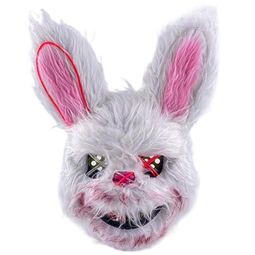 Jorzer Halloween beängstigende Maske, blutige Kaninchenmaske LED LEG LAUT UP PLUTH BASH Masken Gruselige, leuchtende böse Tierkopfmasken für Cosplay -Kostümprops Style11 von Jorzer