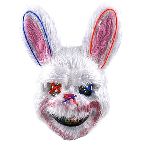 Jorzer Halloween beängstigende Maske, blutige Kaninchenmaske LED LEG LAUT UP PLUTH BASIS MASSS SCARY SPOOKY LIGHT BAG TIER HAFFE MASKS FÜR COSPLY COSTEM PROPS STYLE22 von Jorzer