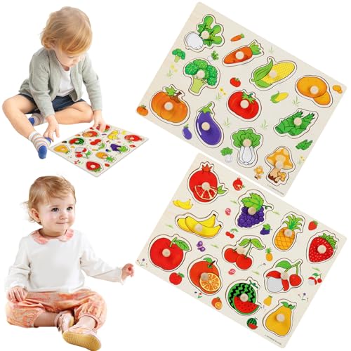 Jorzer Hölzerne peg rätsel, 2pcs farbenfrohe Frucht- und Gemüsestile Peg-Rätsel, Montessori-inspirierte Bildungshölzer-Matching-Spiel für das Alter 3-7 Jahre altes Kind Jorzer Hölzerne peg rätsel, 2pcs farbenfrohe Frucht- und Gemüsestile Peg-Rätsel, Montessori-inspirierte Bildungshölzer-Matching-Spiel für das Alter 3-7 Jahre altes Kind von Jorzer