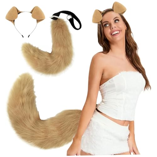 Jorzer Hundeohren und Schwanzset Flexible Welpenohren Hairban weiche Biegerpelzschwanz mit verstellbarem Riemen für Halloween, Anime -Party, Cosplay, Dress -up -Kostüm Jorzer Hundeohren und Schwanzset Flexible Welpenohren Hairban weiche Biegerpelzschwanz mit verstellbarem Riemen für Halloween, Anime -Party, Cosplay, Dress -up -Kostüm von Jorzer