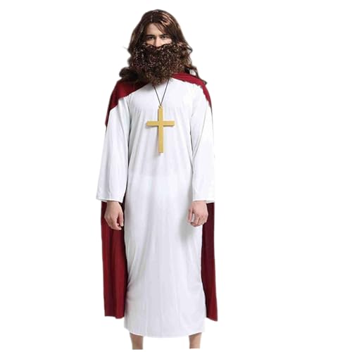 Jorzer Jesus-Kostüm Robe und Umhang Jesus-Kostüm für Erwachsene Männer für Weihnachts-Cosplay-Party geeignet für Körpergrößen von 164, 9–184, 9 cm von Jorzer