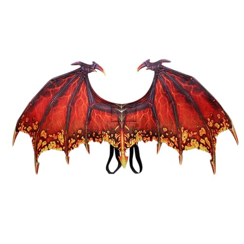 Jorzer Kids Dragon Kostüm, mechanischer Flügel Kleinkind Dinosaurierkostüm mit Elastizitäts -Elastizitätsband für Halloween -Kostüme, Cosplay, Aktivitäten, Urlaubshows, Rot von Jorzer