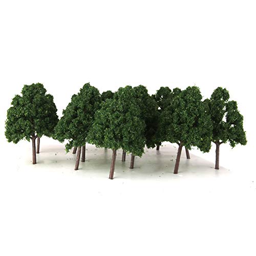 Jorzer Künstliche Baum Modelle 1: 150 Mini Zug Baum Eisenbahn Landschaftsbaum Miniaturarchitektur Anlage DIY Landschaft Dekor - dunkelgrün 25 stücke von Jorzer