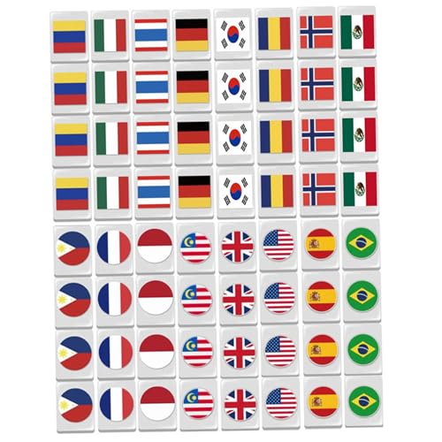 Jorzer Mahjong Game Set 30 -mm Flag -Muster Mahjong Fliesen Set mit 64 Fliesen, Wiederverwendbare lustige für Party, Bar, Zuhause, Festivalfeiern, großer Nationalflaggenstil von Jorzer