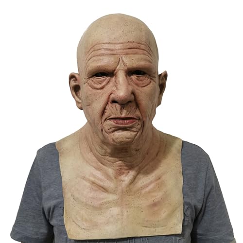Jorzer Maske für alte Männer, realistische Glatzkopf-Latexmaske, gruselige Masken mit Belüftungslöchern, faltige Gesichtsmasken für Halloween, Cosplay, Party, Streich Jorzer Maske für alte Männer, realistische Glatzkopf-Latexmaske, gruselige Masken mit Belüftungslöchern, faltige Gesichtsmasken für Halloween, Cosplay, Party, Streich von Jorzer