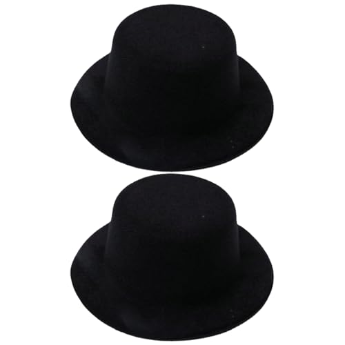 Jorzer Mini-Top-Hut, 2pcs 5x2 Zoll Tiny Top Hut Schwarze Plüsch Kleiner DIY-freundlicher Mini-Hüte für Handwerk, Puppenhüte, Haustier, Weinflaschenstopper von Jorzer