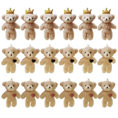Jorzer Mini gefüllte Plüschbären, 4, 7 Zoll Mini Bärenspielzeug winzig Bären DULL MULK Weiche kleine Bären -Ornament Plüschgefüllte Tiere 18pcs für Schlüsselbund DIY Craft Party Gunst. von Jorzer