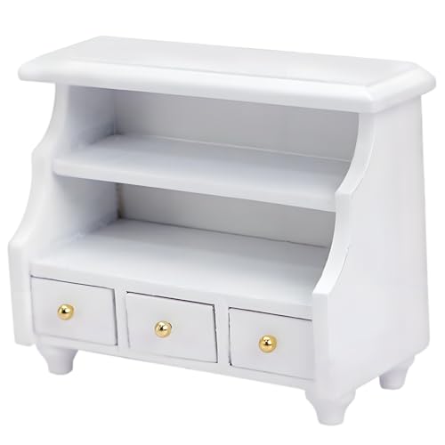 Jorzer Miniatur Badezimmerschrank 1/12 Skala Holzpuppenhausmöbel Natrual Dollhouse Badewaschbecken Schrank Miniaturkiste der Schubladen Möbelzubehör von Jorzer