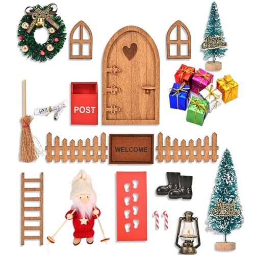 Jorzer Miniatur-Puppenhausmöbel 1:12 Feentür mit Dekorationen Weihnachts-Miniaturmöbel für Puppenhaus-Ausstellung von Jorzer