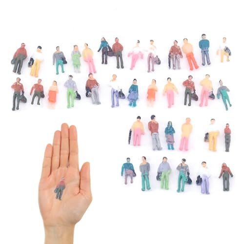 Jorzer Miniaturfiguren Passagierpersonen Abbildungen 1: 150 Tiny People Pose Scale Modell Miniaturzüge Architektur bemalte Figuren für Modellzüge 100pcs von Jorzer