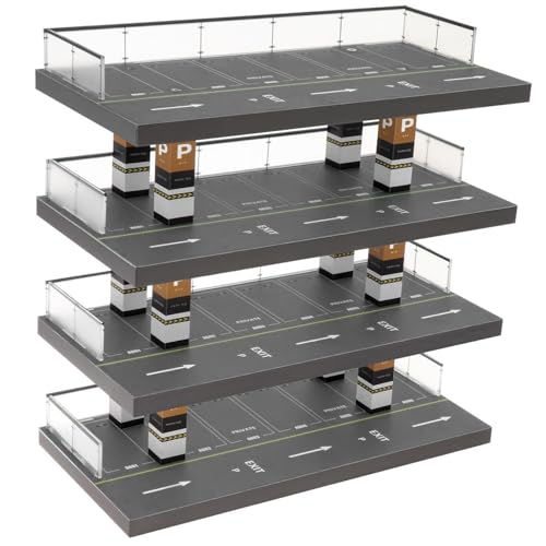 Jorzer Modellauto-Display-Hülle mit Parkplatz Szene 1:64 Skala 4-stufiges Spielzeug Display Easy Assembly DIY Friendly Fade Resistant Model Cars Collection Lagerschrank, kein Auto Jorzer Modellauto-Display-Hülle mit Parkplatz Szene 1:64 Skala 4-stufiges Spielzeug Display Easy Assembly DIY Friendly Fade Resistant Model Cars Collection Lagerschrank, kein Auto von Jorzer