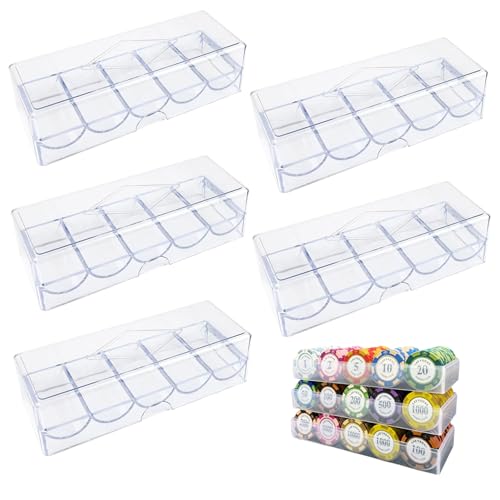 Jorzer Poker-Chip-Hülle, Clear Plastic Poker-Chipschale mit Deckel, 5pcs Multi-Use-Speicher-Display-Hülle für Glücksspiel, Partys oder Zuhause Jorzer Poker-Chip-Hülle, Clear Plastic Poker-Chipschale mit Deckel, 5pcs Multi-Use-Speicher-Display-Hülle für Glücksspiel, Partys oder Zuhause von Jorzer