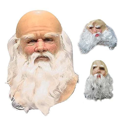 Jorzer Santa Claus Maske mit weißer Bart Latex Weihnachtsmaske süße Kinder Erwachsene Vollgesichtsmasken für Cosplay -Kostümparty Karnevals Weihnachts -Cosplay -Tools von Jorzer