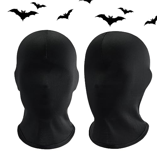 Jorzer Schwarze Vollgesichtsmaske aus Eisseide, Vollkopfmaske, atmungsaktiv, sonnenfest, Unisex, freie Größe, schnell trocknend, elastisch, Halloween-Maske für Cosplay, Party, Kostüm, 2 Stück von Jorzer