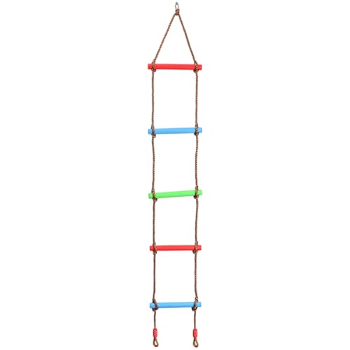 Jorzer Seilleiter für Kinder, 6 Fuß robuste Plastik- und Nylon-Seile Klettern Spielzeug für Schwung, Outdoor, Baumhaus, Spielplatz Outdoor Sports Einrichtungen Plastikleiter Einzelkopf fünfstufig. von Jorzer