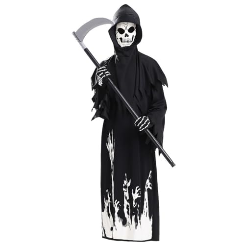 Jorzer Sensenmann-Kostüm, leuchtend, gruselige Halloween-Kostüme, inklusive Handschuhen und Sichel, Cosplay-Outfits für Erwachsene, Frauen und Männer, Sensenmann-Kostüm, gruselige Halloween-Kostüme Jorzer Sensenmann-Kostüm, leuchtend, gruselige Halloween-Kostüme, inklusive Handschuhen und Sichel, Cosplay-Outfits für Erwachsene, Frauen und Männer, Sensenmann-Kostüm, gruselige Halloween-Kostüme von Jorzer