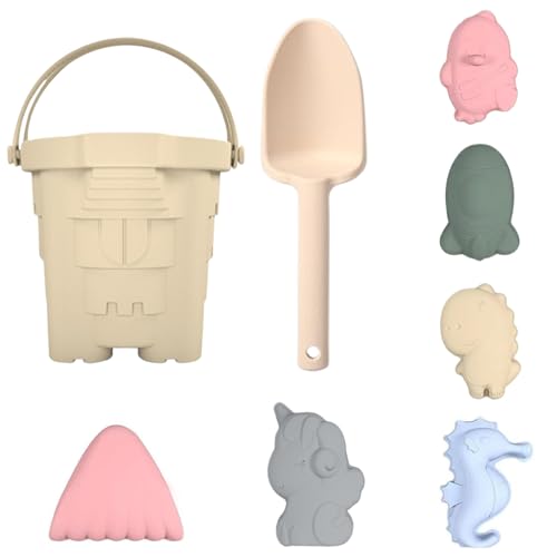 Jorzer Silicon Beach Toys 8PCS/Set tragbares Sandspielzeug für Kinder umfasst Flexible Sandeimerschaufeln 6 Spielzeugform zum Kleinkind Strandspielzeug für Sommerplayset Beige Jorzer Silicon Beach Toys 8PCS/Set tragbares Sandspielzeug für Kinder umfasst Flexible Sandeimerschaufeln 6 Spielzeugform zum Kleinkind Strandspielzeug für Sommerplayset Beige von Jorzer