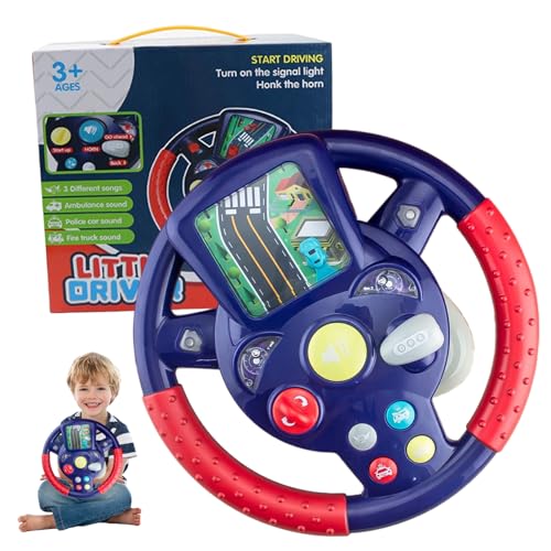 Jorzer Spielzeuglenkrad, Kinderlenkrad mit lustigem Klang und Musik, plastischer simulierter Fahrcontroller mit Saugnapfspielzeug für Bildungsgeschenk für Kleinkind/Kinder, Blue von Jorzer