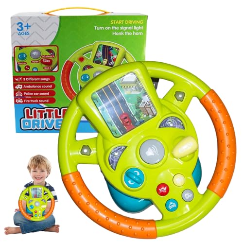 Jorzer Spielzeuglenkrad, Kinderlenkrad mit lustigem Sound und Musik, plastischer simulierter Fahrcontroller mit Saugnapfspielzeug für Bildungsgeschenk für Kleinkind/Kinder, hellgrün von Jorzer