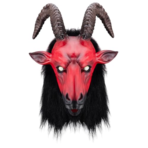 Jorzer Teufelsmaske gruselige 3D-Vollkopf-Horn-Ziegenmaske Monster-Dämon-Halloween-Kostüm für Ostern Halloween Cosplay-Party von Jorzer