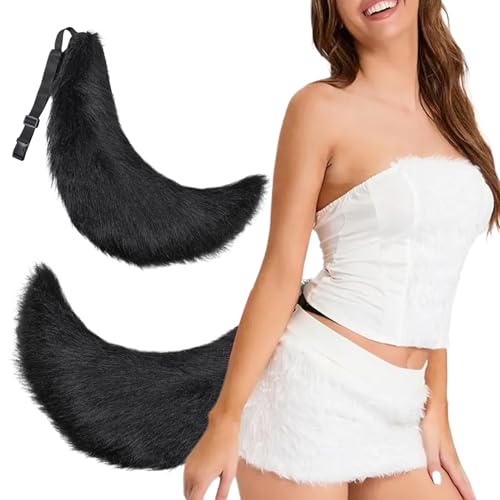 Jorzer Therian Tail 27in Halloween pelziger Wolf Schwanz mit Gürtel Design Kunstfell Therian Accessoires für Erwachsene Kinder Cosplay Party Kostüm Party Kostüm Schwarz Jorzer Therian Tail 27in Halloween pelziger Wolf Schwanz mit Gürtel Design Kunstfell Therian Accessoires für Erwachsene Kinder Cosplay Party Kostüm Party Kostüm Schwarz von Jorzer