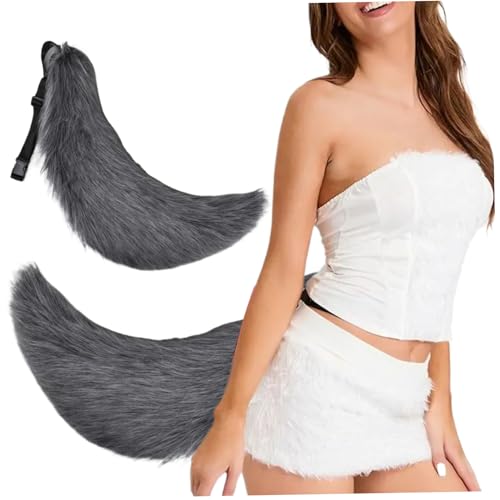 Jorzer Therian Tail 27in Halloween pelziger Wolfschwanz mit Gürtel Design Kunstfell Therian Accessoires für Erwachsene Kinder Cosplay Party Kostüm Party Kostüm Grey Jorzer Therian Tail 27in Halloween pelziger Wolfschwanz mit Gürtel Design Kunstfell Therian Accessoires für Erwachsene Kinder Cosplay Party Kostüm Party Kostüm Grey von Jorzer