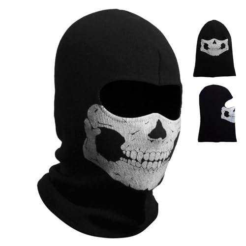 Jorzer Totenkopf-Gesichtsmaske Geister-Gesichtsmaske atmungsaktiv gruselige Totenkopf-Maske elastische Vollkopf-Schwarz-Schrei-Maske für Halloween Cosplay-Requisiten Damen und Herren Sturmhaube von Jorzer