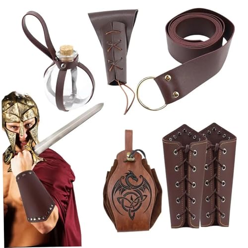 Jorzer Viking Kostüm Männer 5pcs/Set Leder Halloween mittelalterlicher Kostüm Männer Wanderungen Set Renaissance Fantastische braune Cosplay -Requisiten für Halloween -Cosplay -Kostüme Jorzer Viking Kostüm Männer 5pcs/Set Leder Halloween mittelalterlicher Kostüm Männer Wanderungen Set Renaissance Fantastische braune Cosplay -Requisiten für Halloween -Cosplay -Kostüme von Jorzer