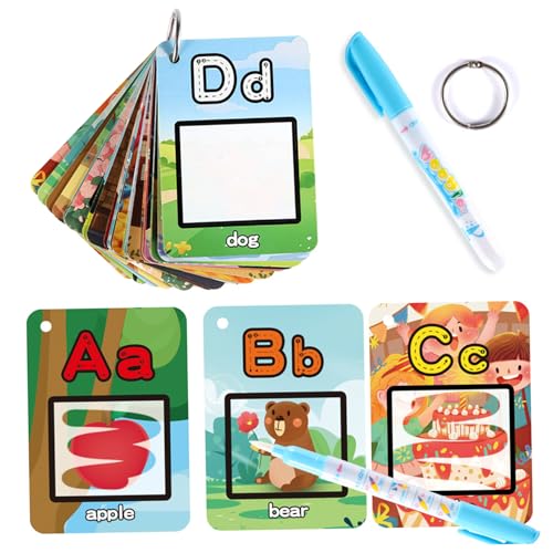 Jorzer Wassermalbuch für Kinder, 26 Alphabet-Karteikarten, Alphabet-Wassermalkarten, pädagogisches Lernspielzeug, Geschenk für 3-, 4- und 5-jährige Kinder und Kleinkinder. von Jorzer