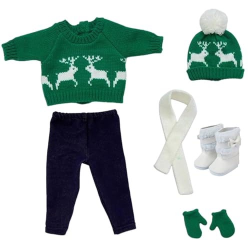 Jorzer Weihnachten 18 -Zoll -Puppenkleidung und Accessoires enthält Pulloverhosen Huthandschuhe Schuhe und Schals Weihnachten Kleidung für 18 Zoll Puppenmädchen Outfit Grüne Pullover von Jorzer