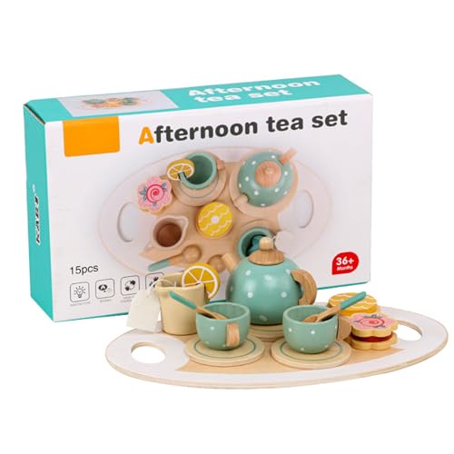 Kinder Tee -Sets für 3+ Mädchen und Jungen Simulation süße Glatte Tee -Party -Set interaktiver Entwicklungsholz -Holz -Set, Rollenspielspielzeug, Treps Play Kinder Tee -Sets für 3+ Mädchen und Jungen Simulation süße Glatte Tee -Party -Set interaktiver Entwicklungsholz -Holz -Set, Rollenspielspielzeug, Treps Play von Jorzer