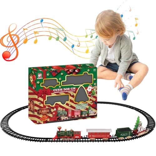 Lektrischer Zug -Set Simuliertes Weihnachtszug Set Klassische Kinder mit Gleisen, die einfach Kinder für Geburtstag & Weihnachtsfest versammeln, Style 2 von Jorzer