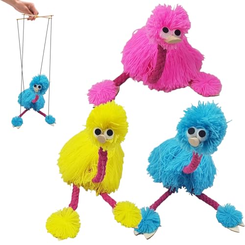 Marionette Puppets Yarn Strauß Puppe mit Schnur Bunte Vogelschnurpuppe, 3pcs gefüllt Plüsch Eltern-Kind Interaktive Puppenspielspielzeug für Kindergeschenk von Jorzer