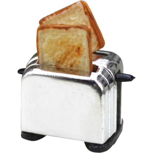 Mini -Toaster mit 2 Scheiben Toast für Dollhouse, 1:12 Puppenhaus -Küchenzubehör, tat Play Toy Furniture für Miniaturküchendekor, Schwarz von Jorzer