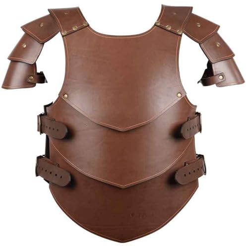 Mittelalterliche Brustpanzerung, PU-Leder-Wikinger-Rüstung, verstellbar, für Herren, Renaissance, Cosplay, Ritter, Brustpanzer für Halloween, Mottoparty, Braun von Jorzer