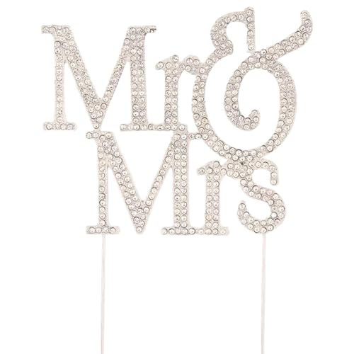 Mr und Frau Cake Topper, 8, 6x5 Silber Metall Hochzeitstorte Topper mit funkelnden Strasshochzeitdekorationen für oder Jubiläumsfeier -Vorräte von Jorzer