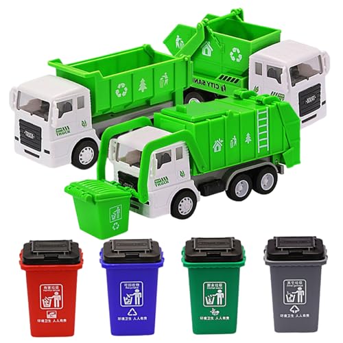 Müllwagenspielzeug mit 3 Mülleimer und 4 Mülleimer, 1 Set Realistic Educational Interactive Toy für Jungen Alter 3+ Kleinkinder Kinder Urlaubs Geburtstag Geschenk von Jorzer
