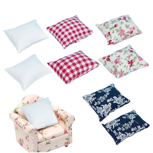 Puppenhauskissen, 1:12 Puppenhaus Miniatur Kissen 8pcs Mini Simulierte Sofa Kissen Miniaturmöbelmodell für Puppenhauszubehör von Jorzer