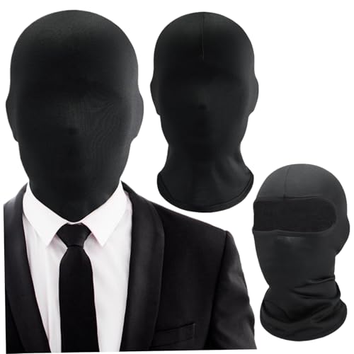 Schwarze Full Face Maske, 2pcs Ice Seide Atmungsaktives sonnenproofes Unisex Full Head Cover kostenlos Größe Schnell trocknende elastische Halloween -Maske für Cosplay -Party -Kostüm, Auge exponiert von Jorzer