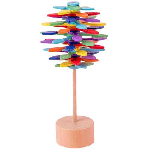 Jorzer Spinning Fidget Toy, farbenfrohe hölzerne Spin -Kunst -Spielzeug mit Holzbasis Angst Stressabbau Spin -Spielzeug sensorische Bildungsdekompression für Kinder Erwachsene von Jorzer