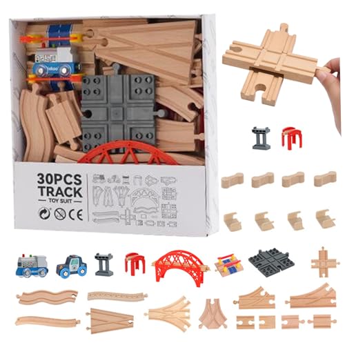 Zug -Set, beinhaltet splabbare Holzstrecke, Spielzeug und Autospielzeug 30pcs/Set Early Educational Wooden für Kleinkinder 3+ von Jorzer