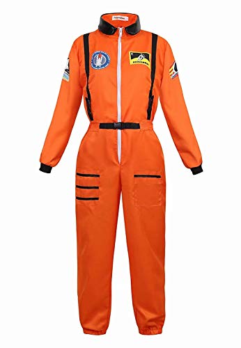Josamogre Astronauten Kostüm Erwachsene Damen Kostüm Astronau Anzugt Weltraum Raumfahrer Cosplay Halloween Orange S von Josamogre